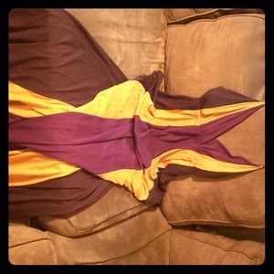 Purple,brown, and gold halter top dress